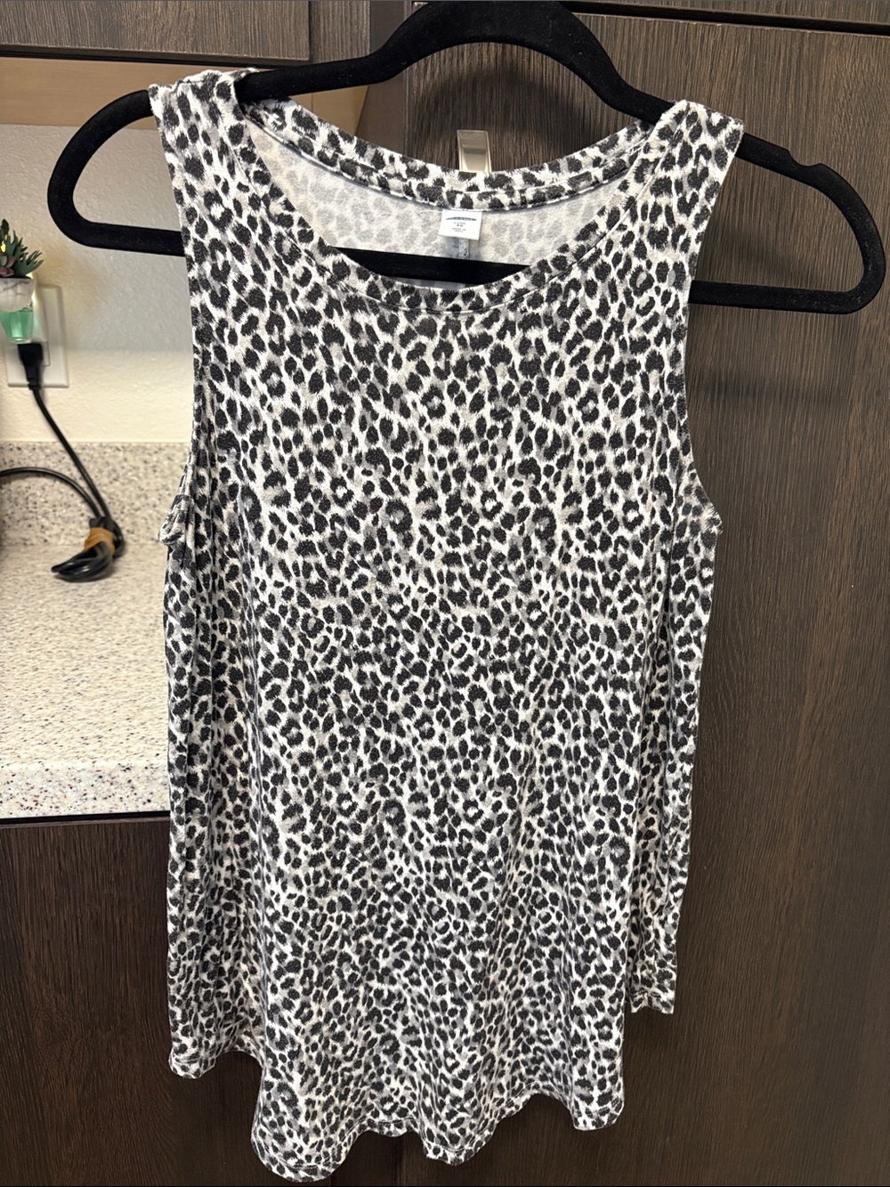 Old Navy Black and White Leopard Tank Top